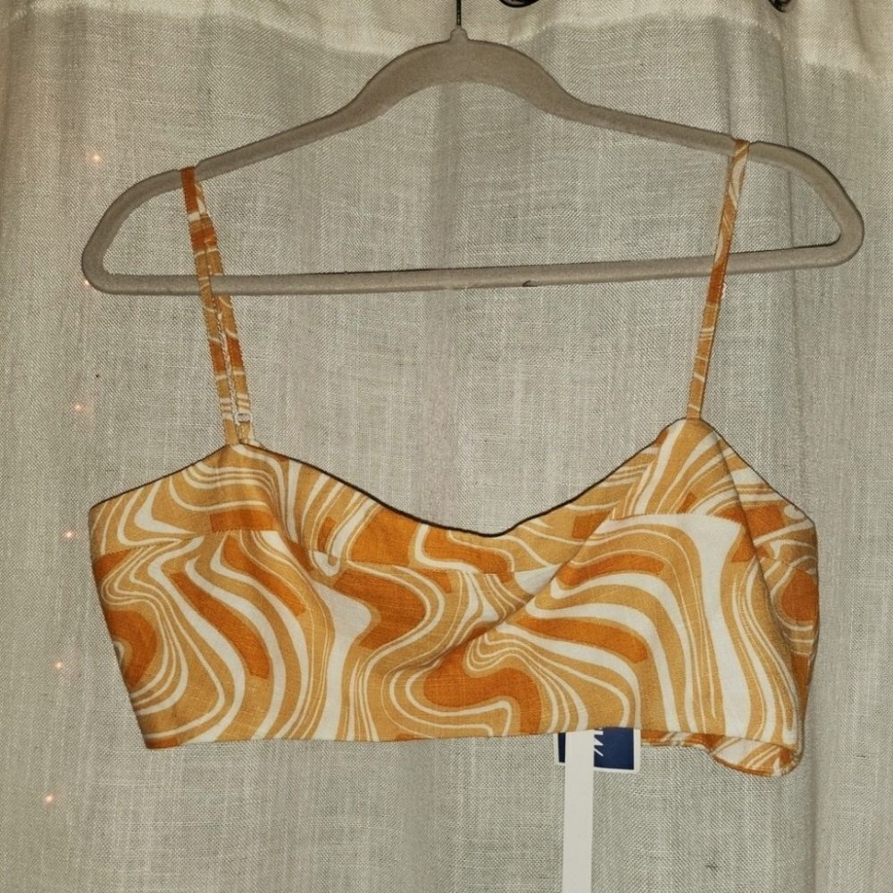 Orange and Cream Fitted Crop Camisole